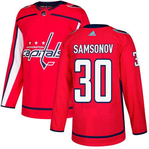 Men Adidas Washington Capitals #30 Ilya Samsonov Red Home Authentic Stitched NHL Jersey->washington capitals->NHL Jersey